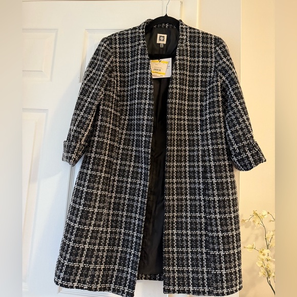 Stylish NWT Anne Klein Tweed 3/4- Sleeve Women’s Jacket in Black/White Size M - Picture 1 of 5